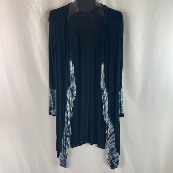 Source Unknown Sweaters - BLACK Reverse Tie Dye Duster Cardigan